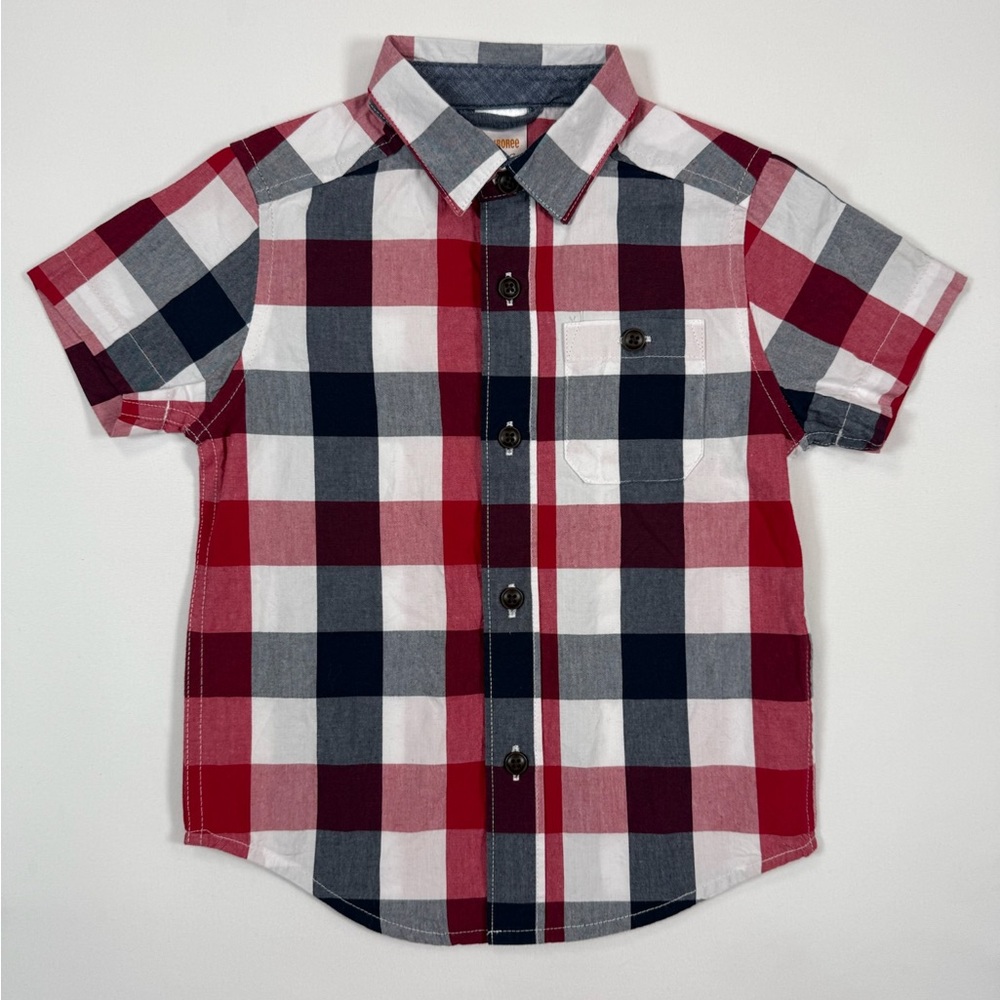 GYMBOREE Toddler Boys’ 100% Cotton Buffalo Plaid Short Sleeve Button Down 2T